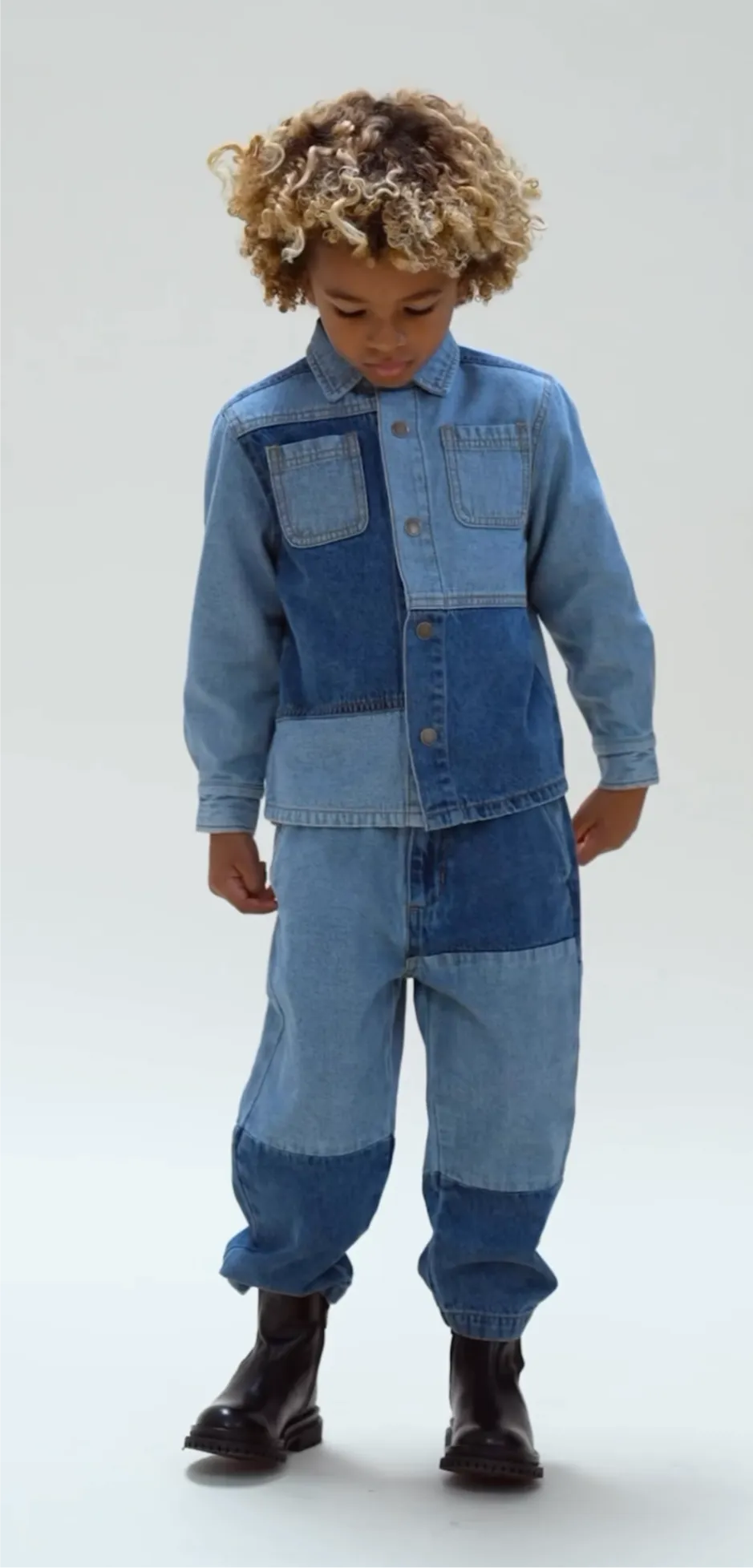 Patchwork Overshirt || Light Washed Denim