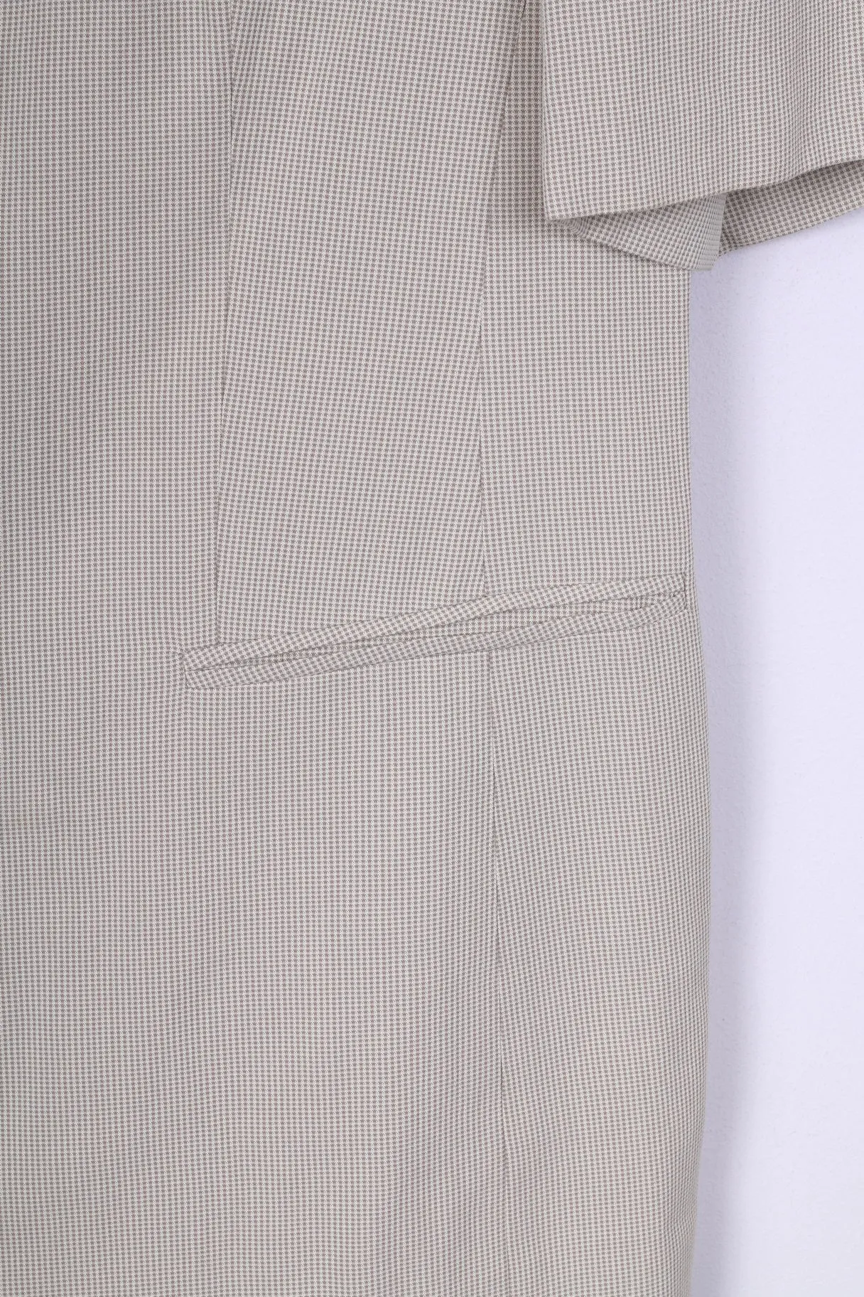 Petite Mademoiselle Womens XL Blazer Short Sleeve Check Cream Sholuder Pads Summer Vintage