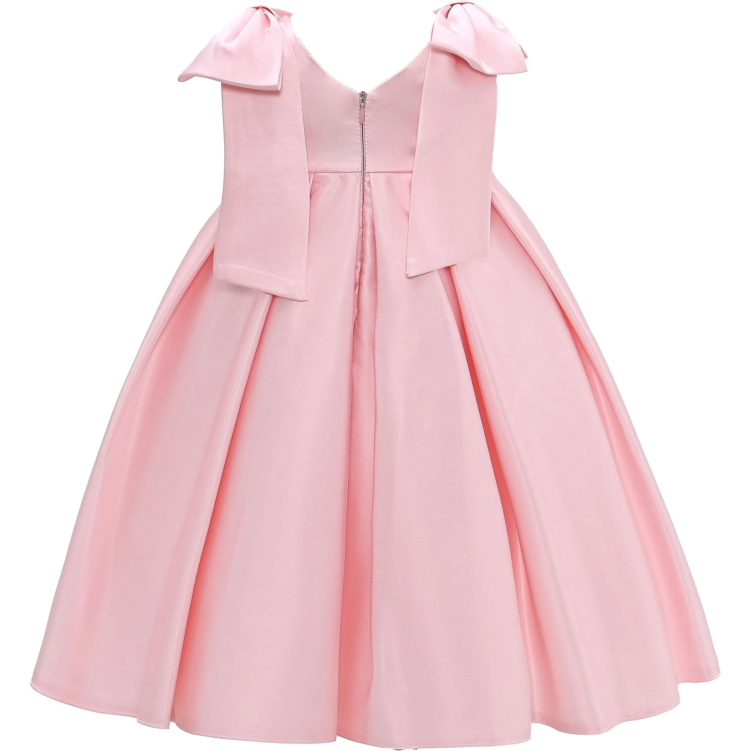 Pink Palermo Satin Bow Pleated Dress