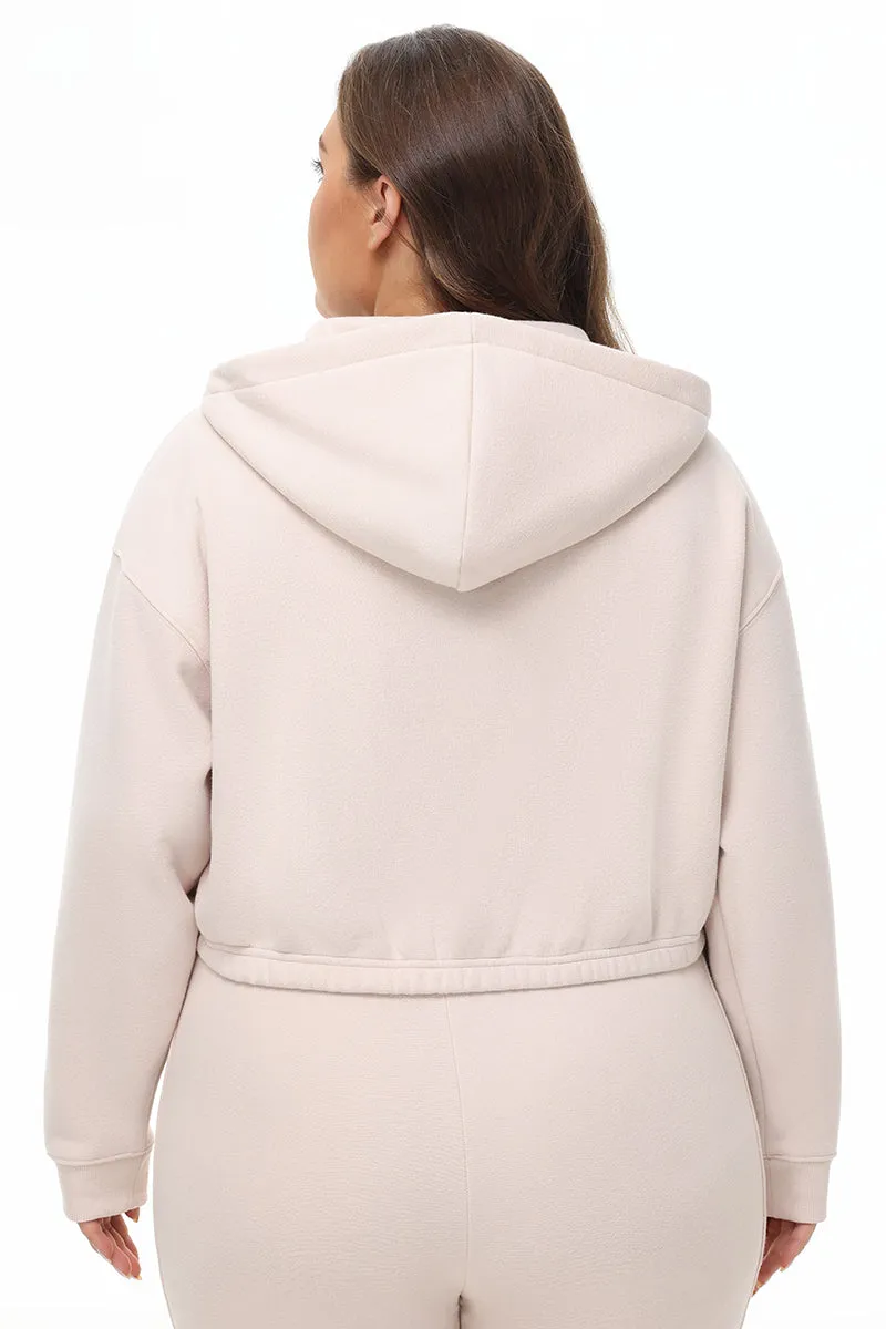 Plus-Size Cropped Fleece Hoodie With Side Bling by Juicy Couture