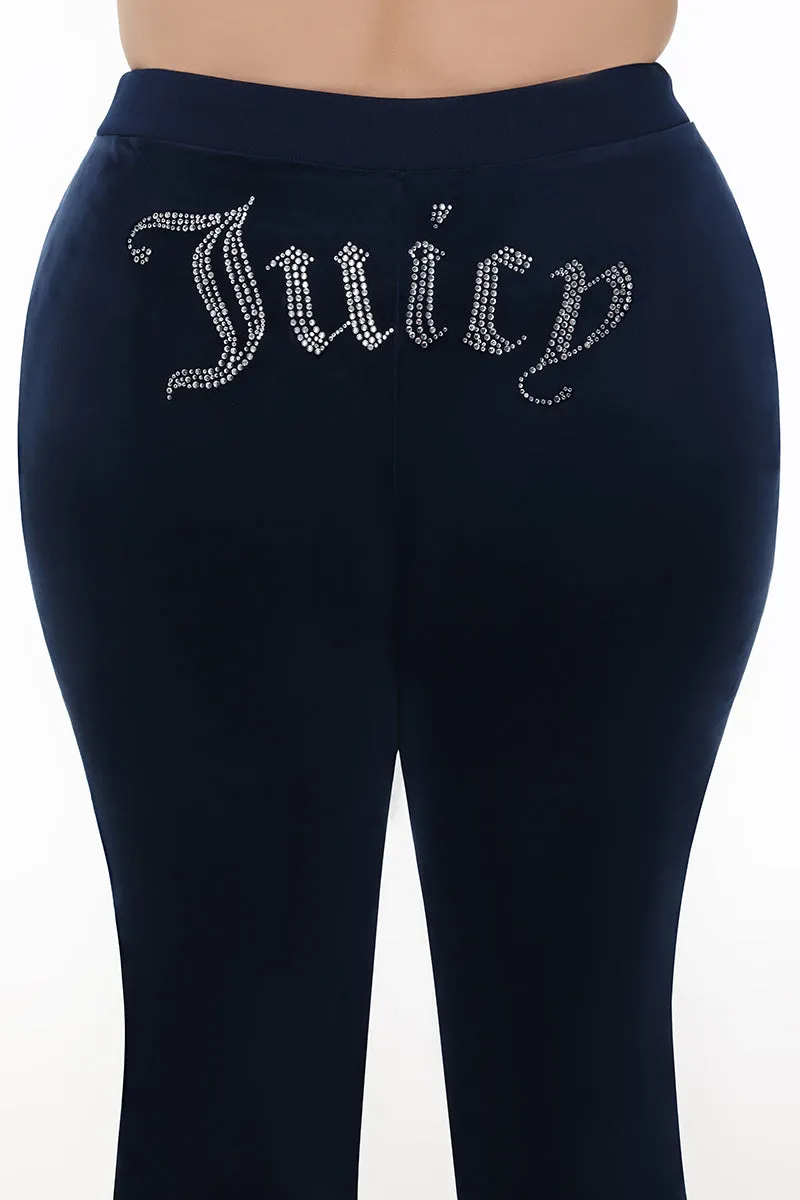 Plus-Size OG Big Bling Velour Track Pants by Juicy Couture