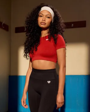 Power Seamless Short Sleeve Crop Top | Chilli Red