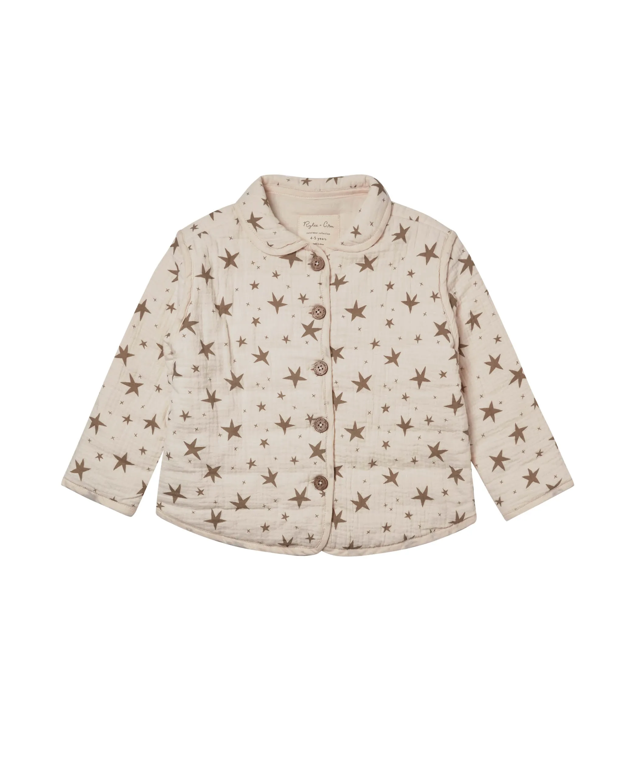 quilted collared coat || grey stars