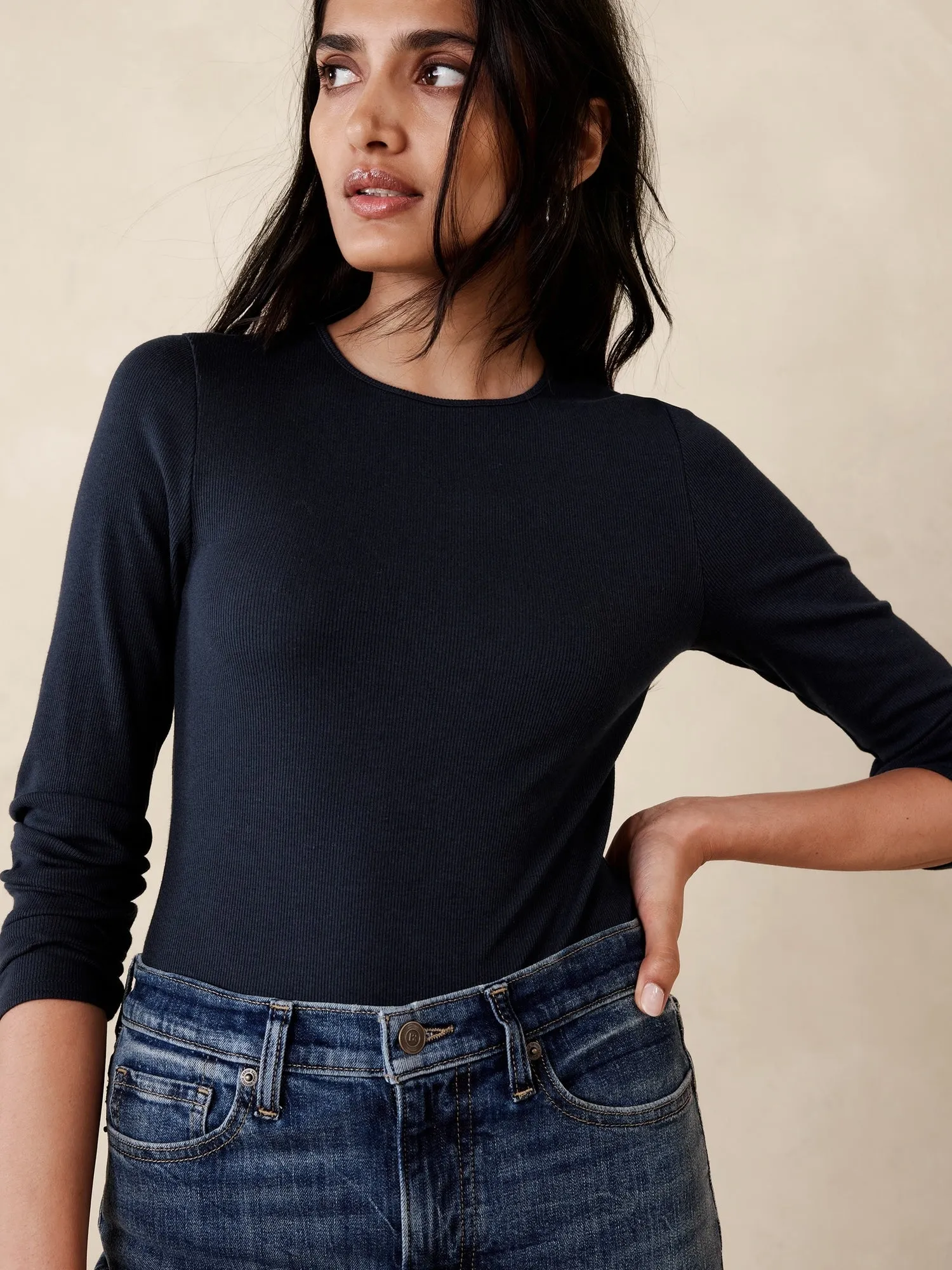 Ribbed Crew-Neck T-Shirt Banana Republic