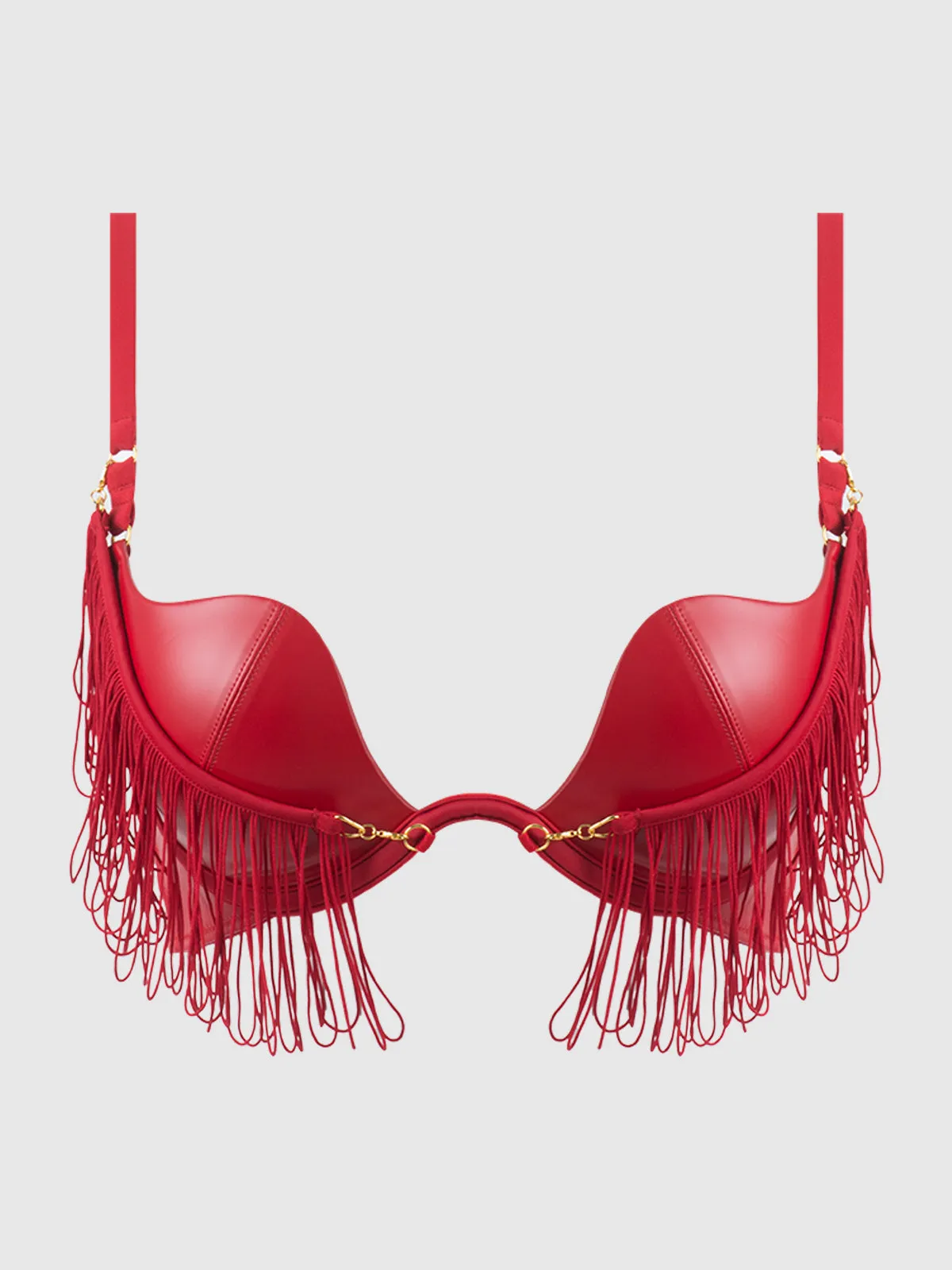 Rising Star Plunge Push Up Bra in Hendrix Faux Leather by Frederick's of Hollywood