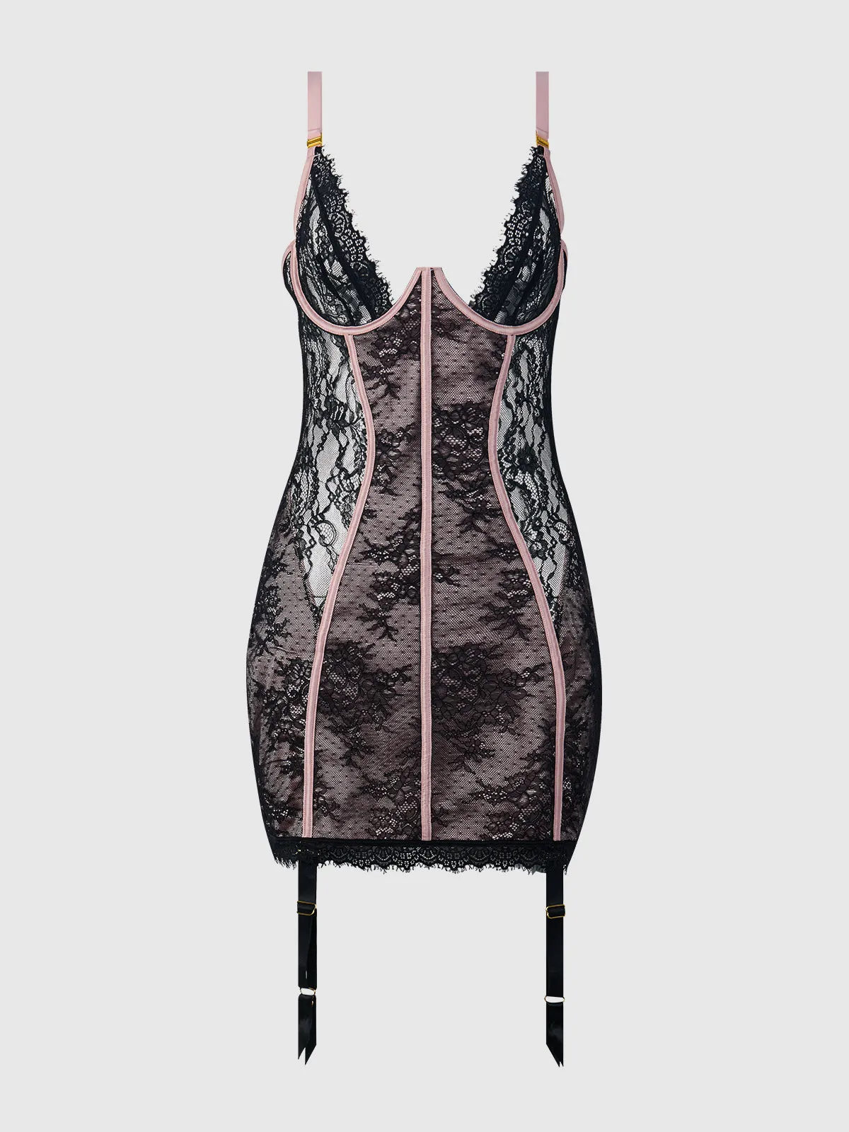 Rosalind Satin & Lace Underwire Chemise by Frederick's of Hollywood
