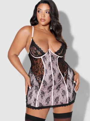 Rosalind Satin & Lace Underwire Chemise by Frederick's of Hollywood