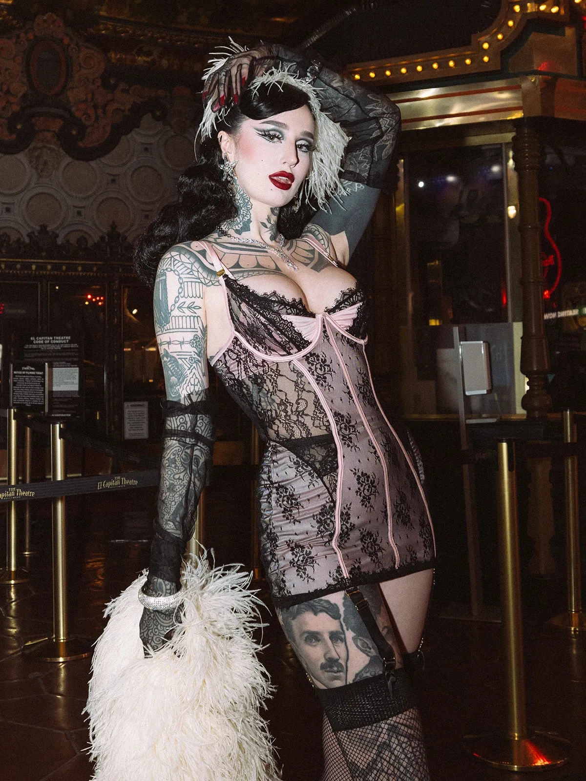Rosalind Satin & Lace Underwire Chemise by Frederick's of Hollywood