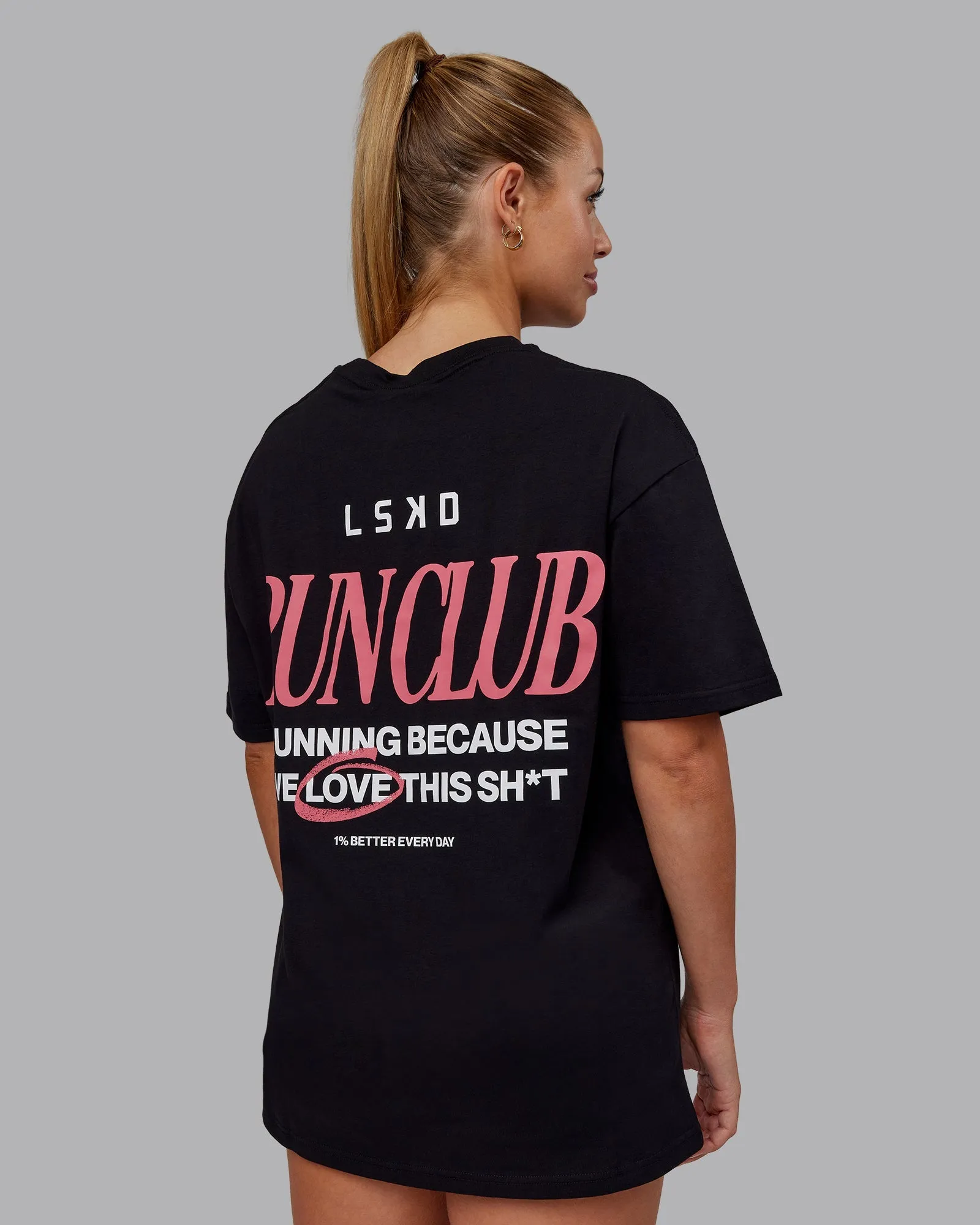 Run Love FLXCotton Oversized Tee - Black-Pink Lemonade