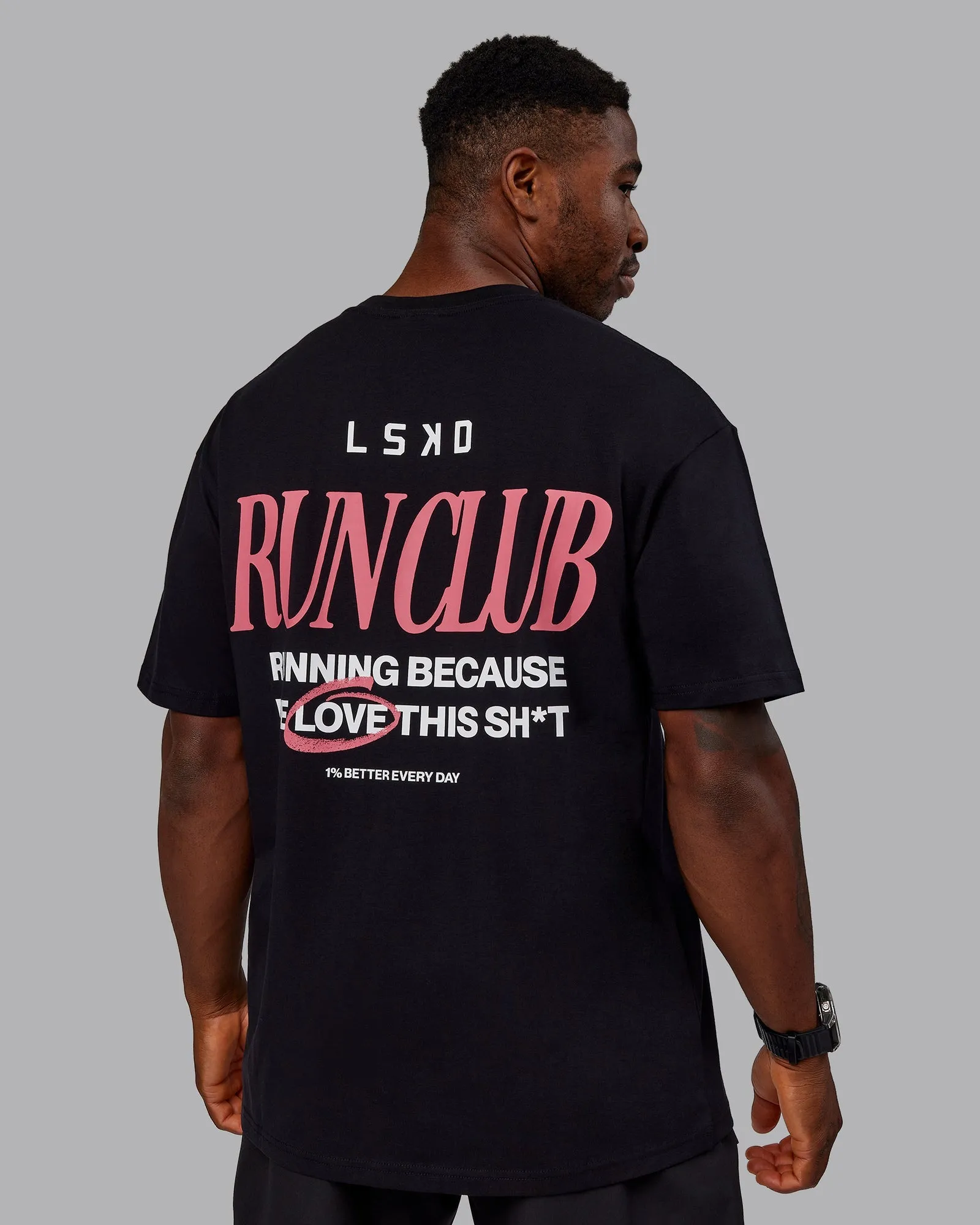 Run Love FLXCotton Oversized Tee - Black-Pink Lemonade