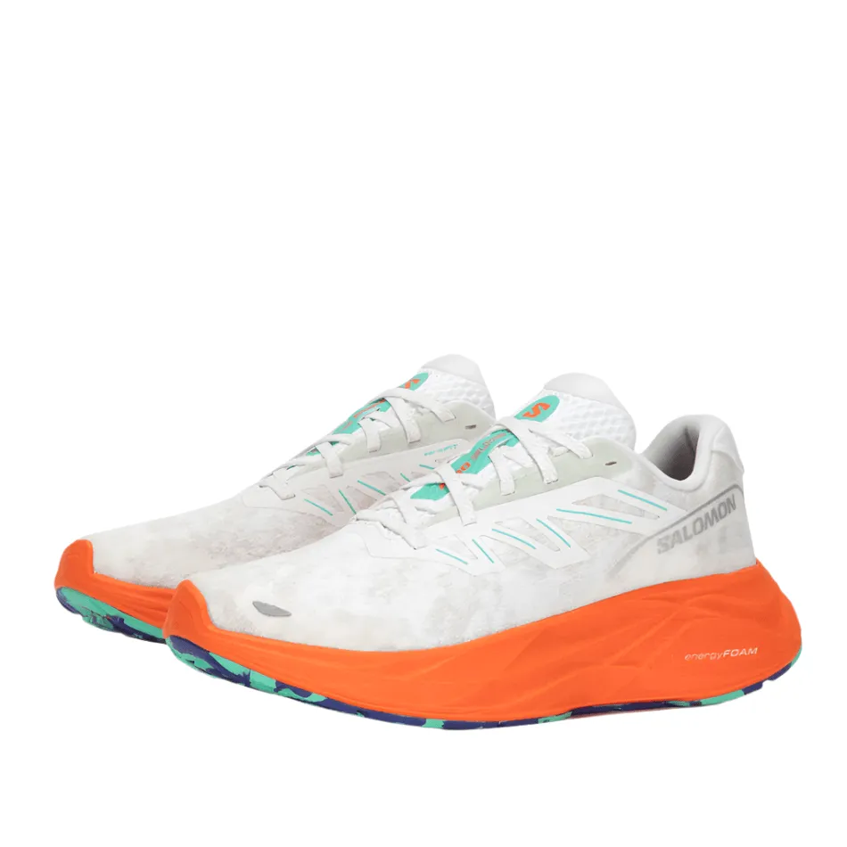 Salomon Women's Aeroglide 2 Running Shoes in White/Cherry Tomato/Electric Green