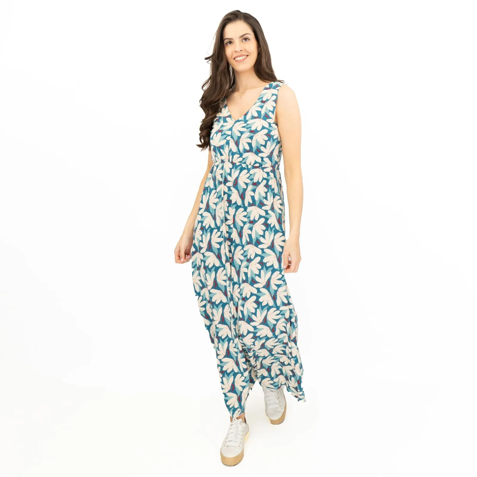 Seasalt Womens Polmanter Floral Blue Jersey Dress