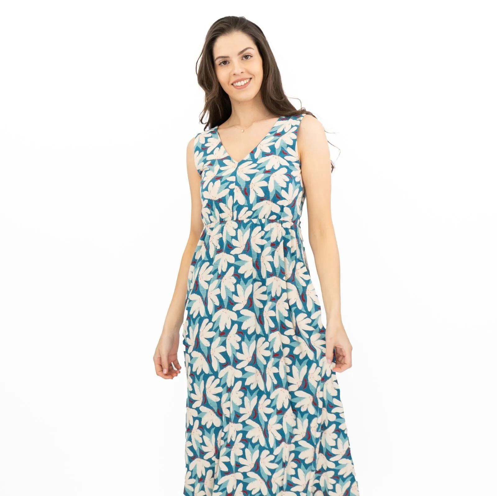 Seasalt Womens Polmanter Floral Blue Jersey Dress