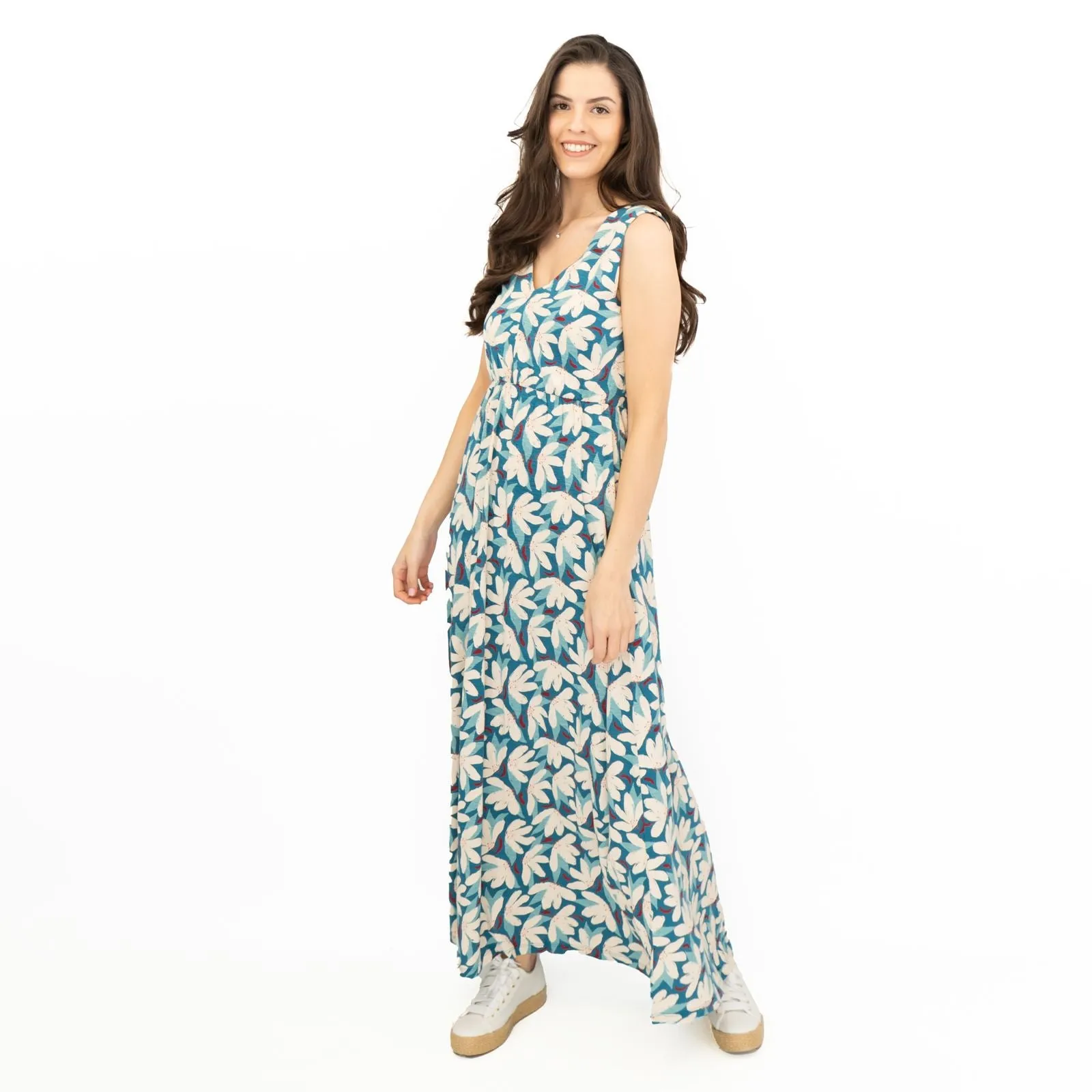 Seasalt Womens Polmanter Floral Blue Jersey Dress