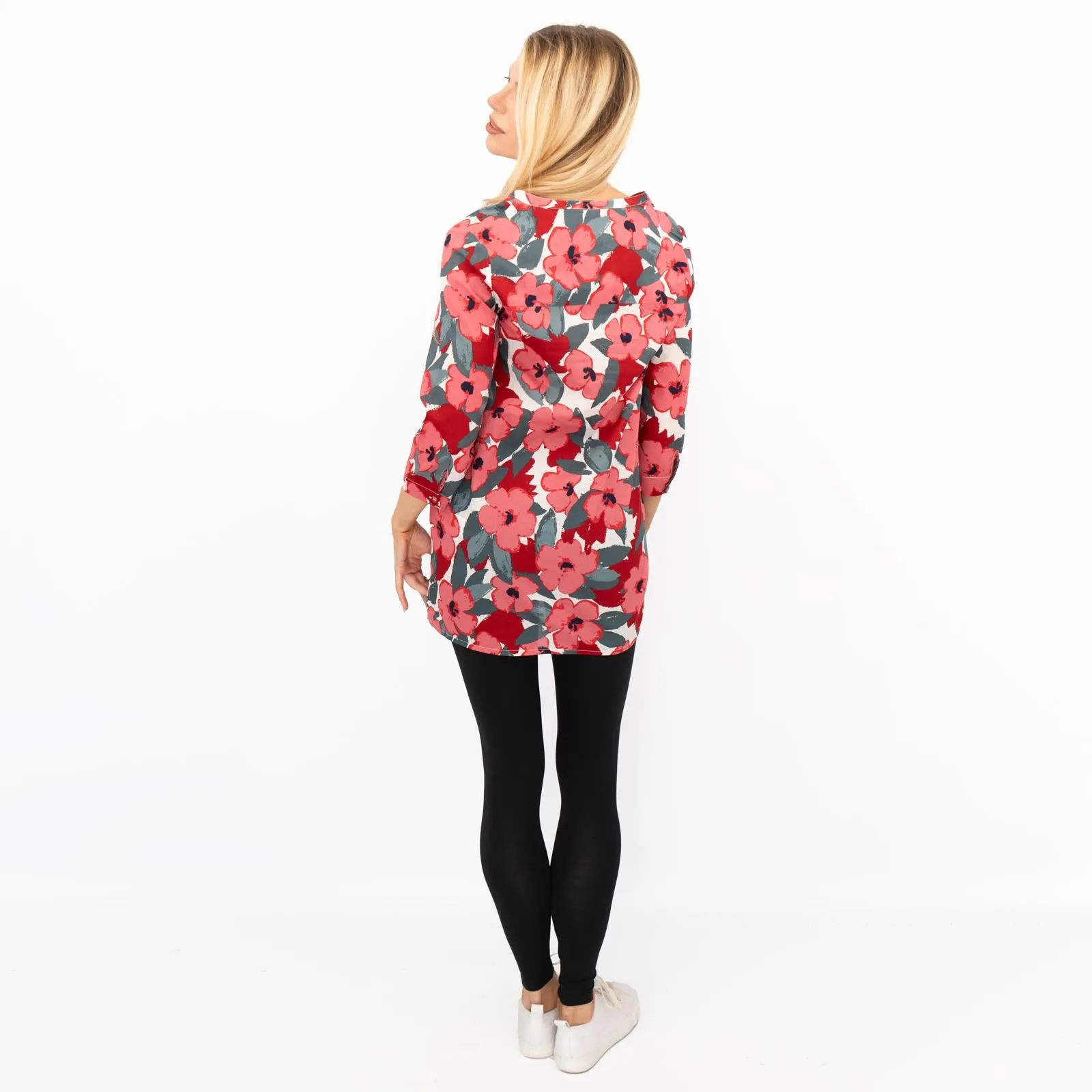 Seasalt Womens Tunic Pink Floral Aventurier in Coastal Chalk Bloom