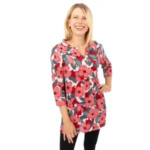 Seasalt Womens Tunic Pink Floral Aventurier in Coastal Chalk Bloom