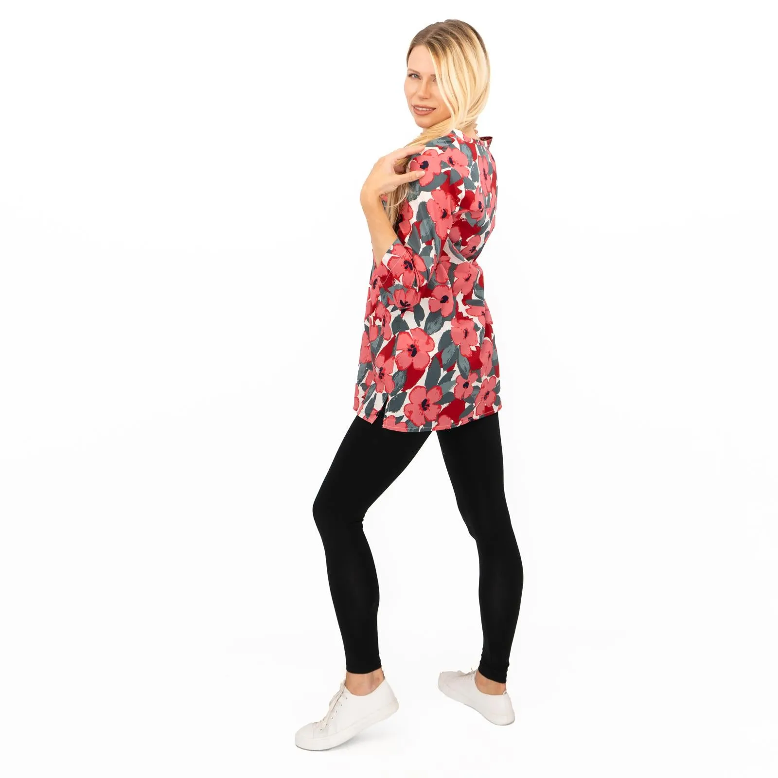 Seasalt Womens Tunic Pink Floral Aventurier in Coastal Chalk Bloom