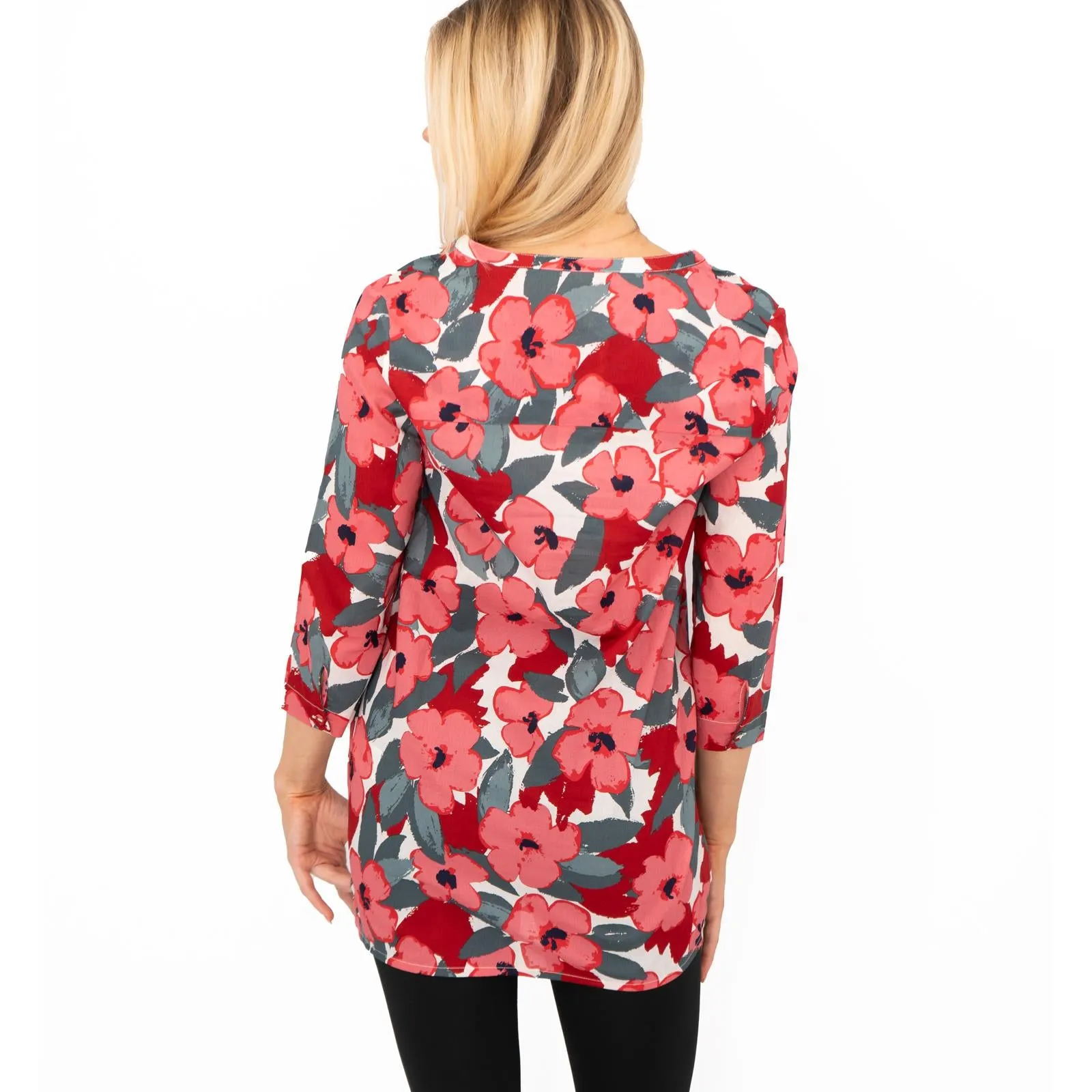 Seasalt Womens Tunic Pink Floral Aventurier in Coastal Chalk Bloom