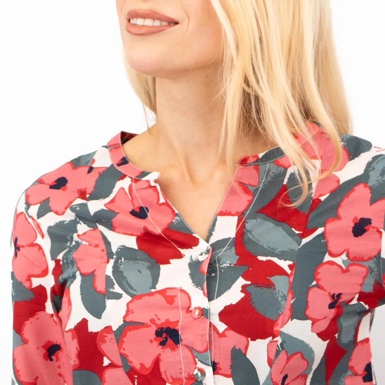 Seasalt Womens Tunic Pink Floral Aventurier in Coastal Chalk Bloom