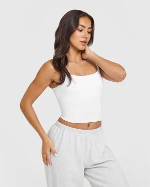 SoftMotion Strappy Mid Vest with Built in Bra Shelf | White