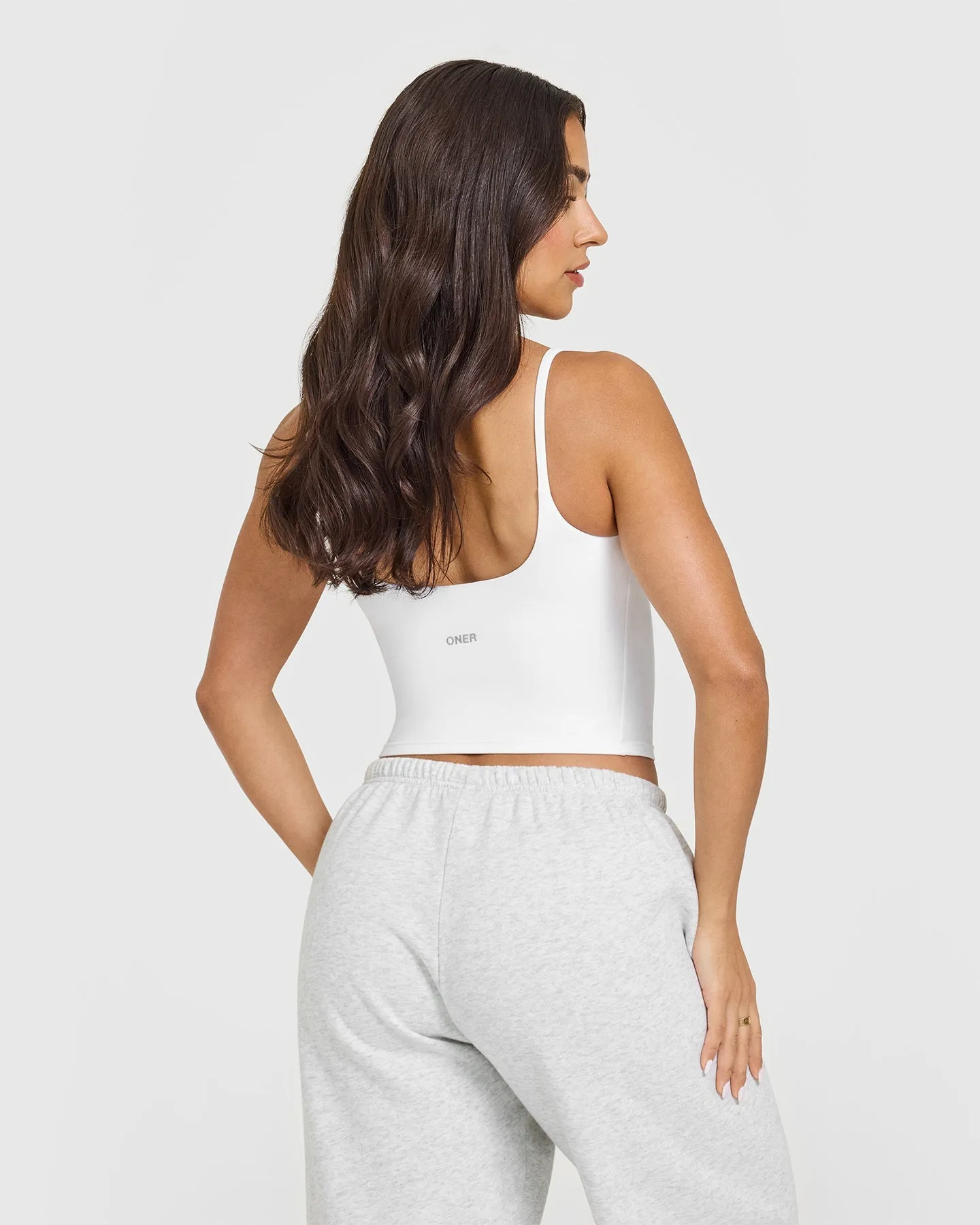 SoftMotion Strappy Mid Vest with Built in Bra Shelf | White