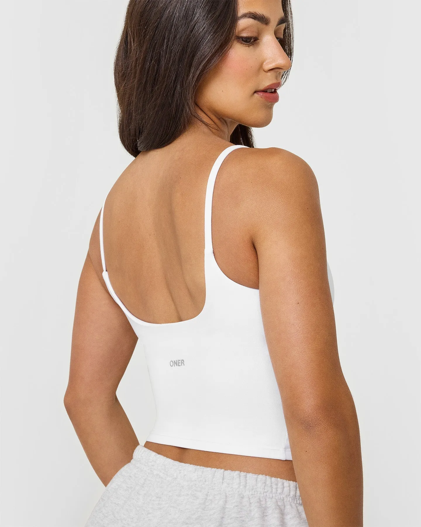 SoftMotion Strappy Mid Vest with Built in Bra Shelf | White