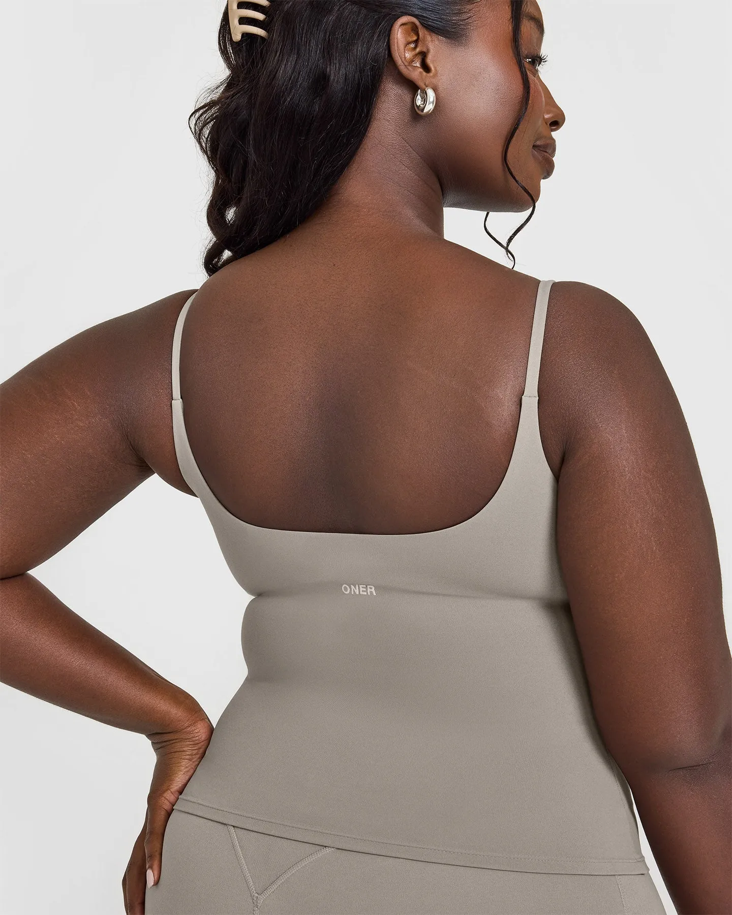 SoftMotion Strappy Vest with Built in Bra Shelf | Warm Sand