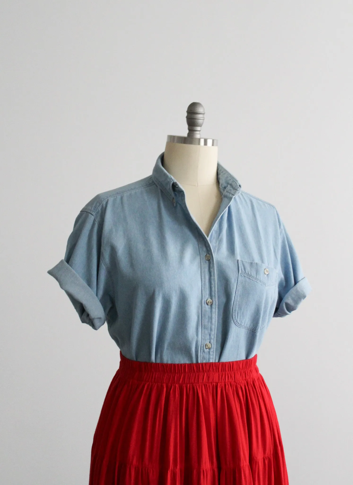 sunfaded denim button up 1919 Vintage