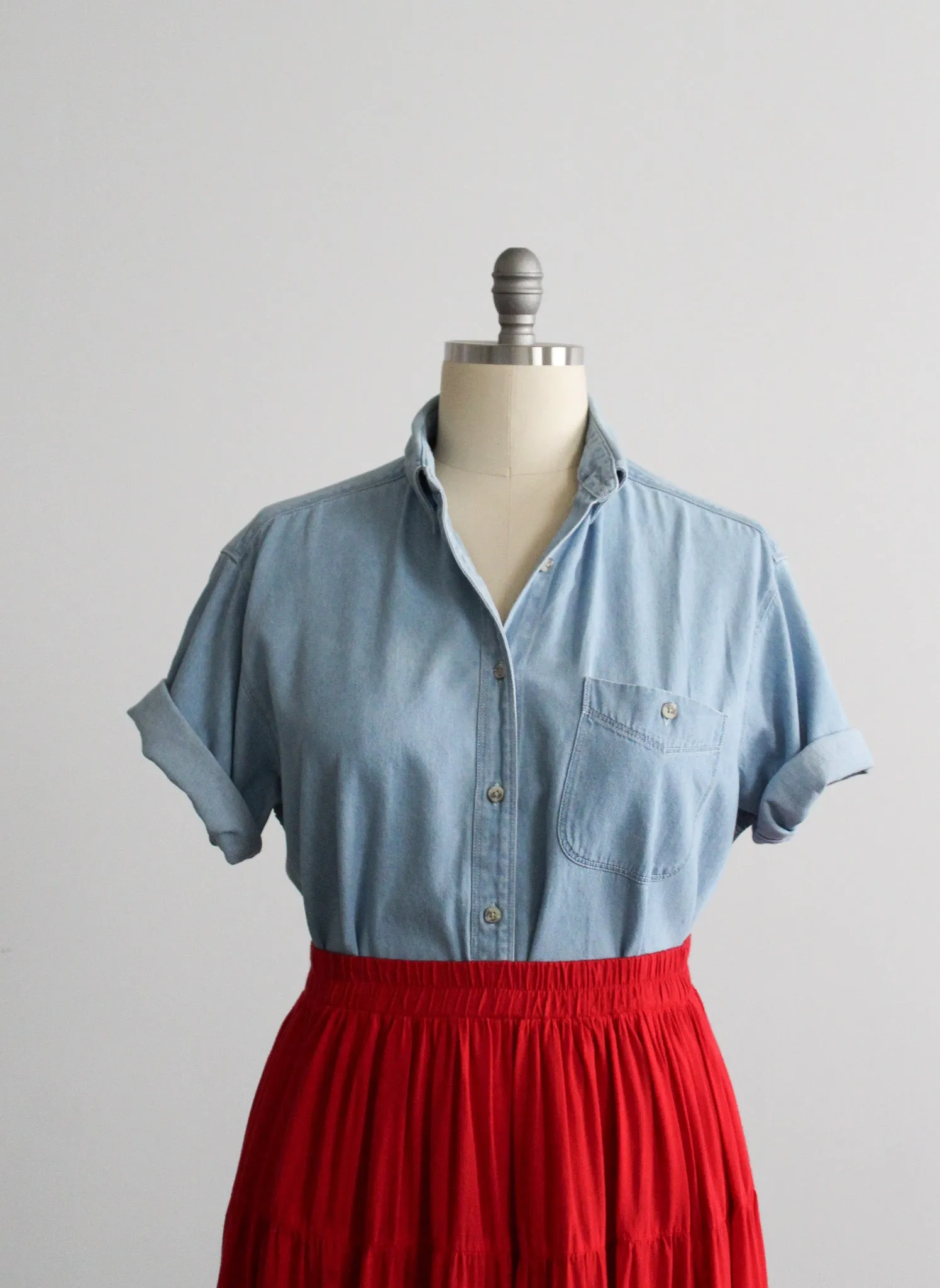 sunfaded denim button up 1919 Vintage