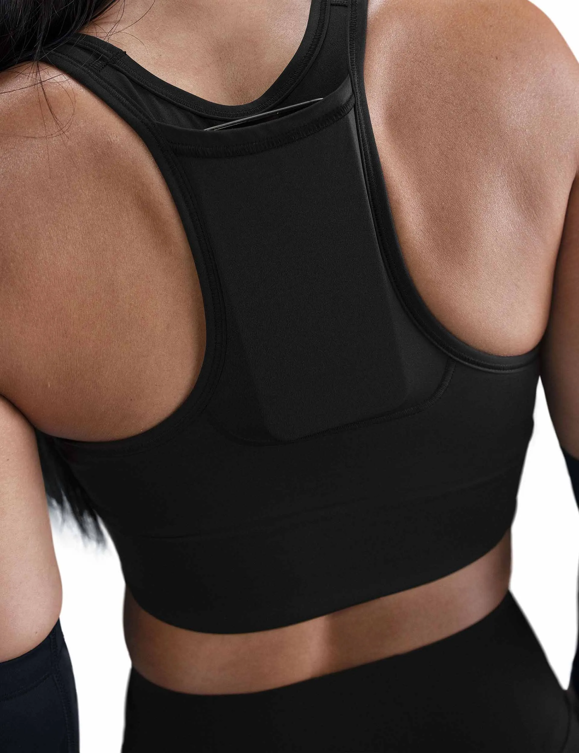 Swoosh Pocket Medium-Support Sports Bra - Black/White