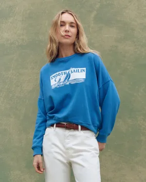 The Teammate Sweatshirt. Graphic -- Pool Blue with Smooth Sailin Graphic The Great
