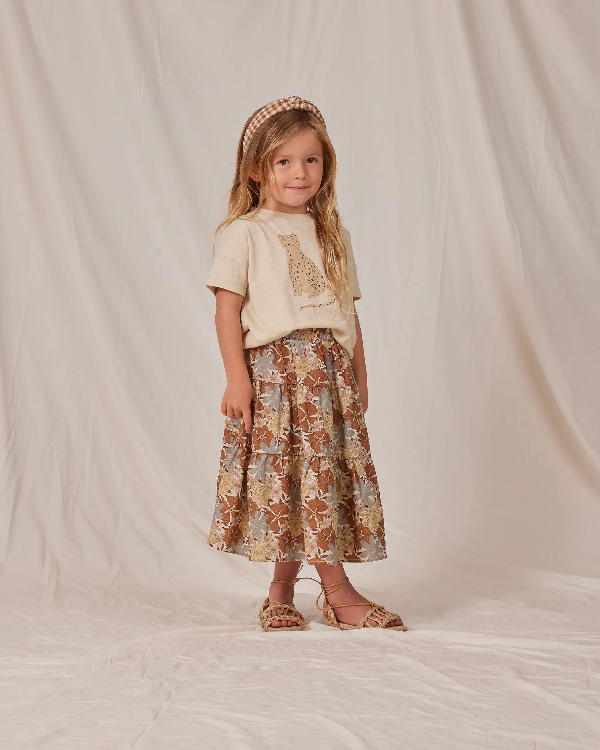 tiered midi skirt || safari floral