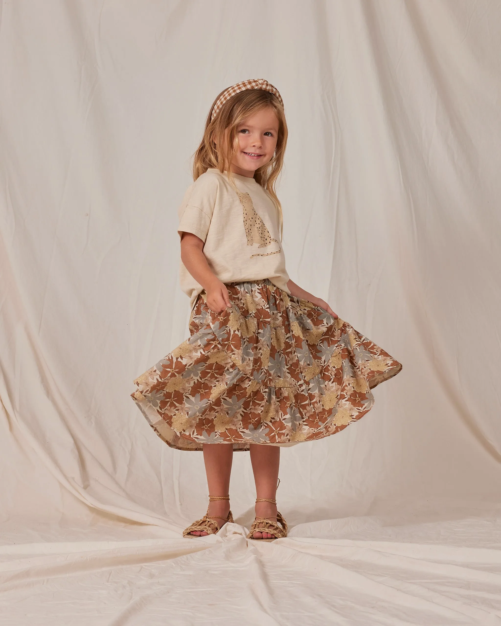 tiered midi skirt || safari floral
