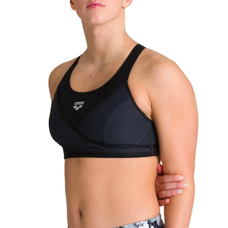 WOMEN'S ADJUSTABLE CROSS FRONT BRA TOP - BLACK