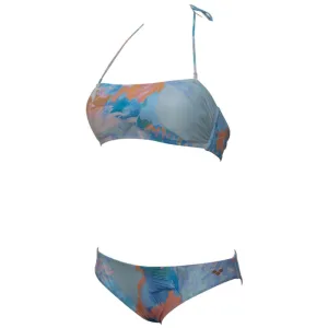 WOMEN'S ALLOVER BANDEAU BIKINI - ASPHALT/MULTI