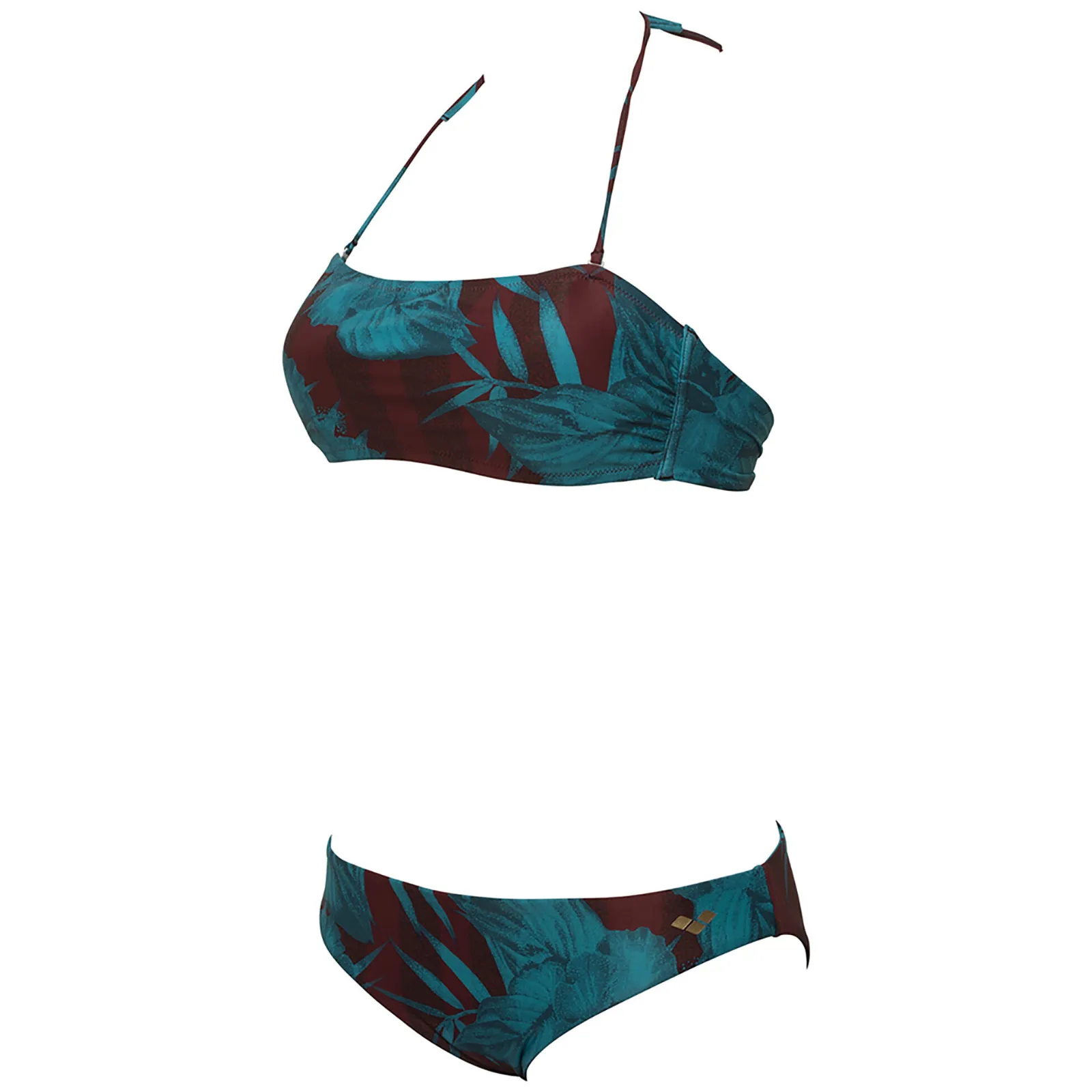 WOMEN'S ALLOVER BANDEAU BIKINI - BURNED RED/MULTI