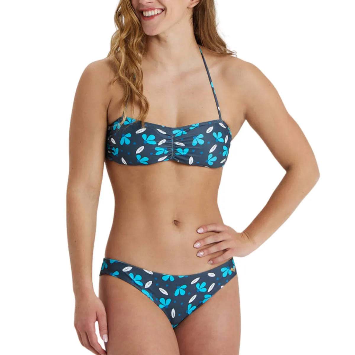 WOMEN'S BANDEAU BIKINI ALLOVER - ASPHALT/MULTI