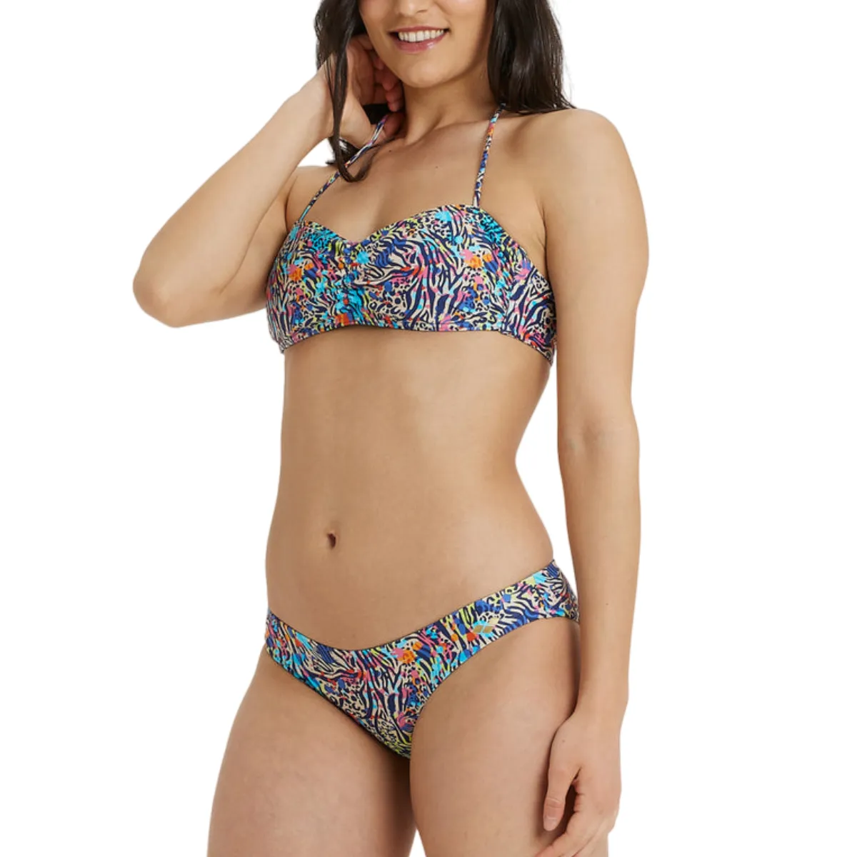 WOMEN'S BANDEAU BIKINI ALLOVER - MULTICOLOUR