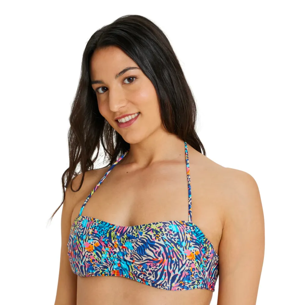 WOMEN'S BANDEAU BIKINI ALLOVER - MULTICOLOUR
