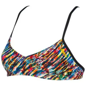WOMEN'S BANDEAU LIVE BIKINI TOP - BLACK MULTI/BLACK