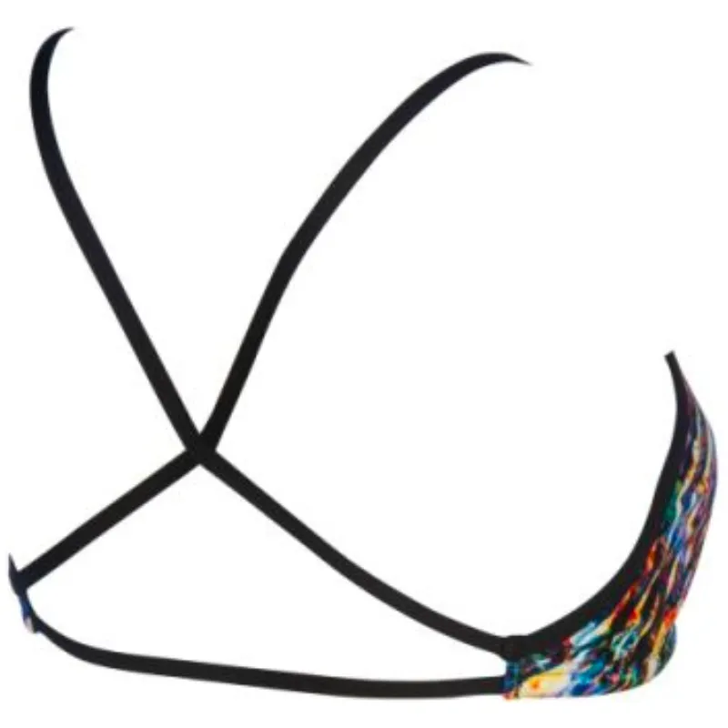 WOMEN'S BANDEAU LIVE BIKINI TOP - BLACK MULTI/BLACK