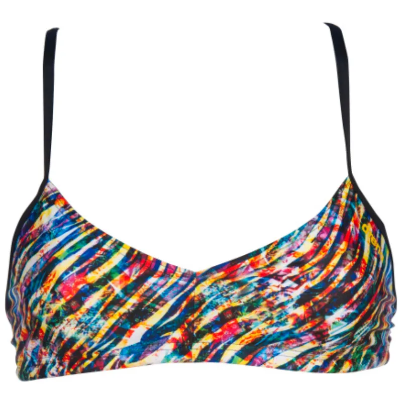 WOMEN'S BANDEAU LIVE BIKINI TOP - BLACK MULTI/BLACK