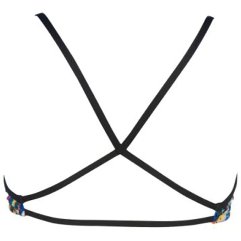 WOMEN'S BANDEAU LIVE BIKINI TOP - BLACK MULTI/BLACK