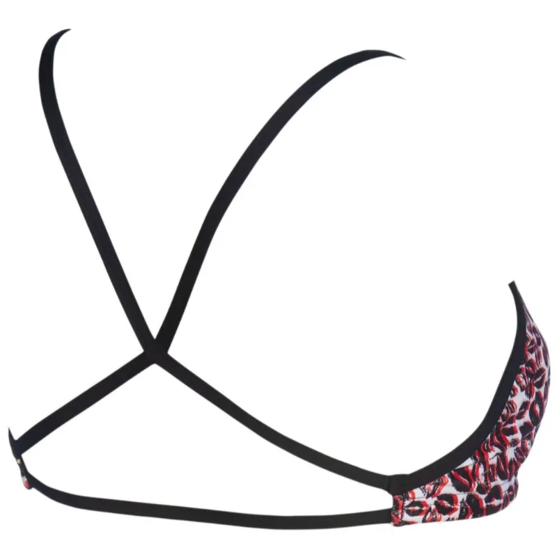 WOMEN'S BANDEAU LIVE BIKINI TOP - WHITE MULTI/BLACK