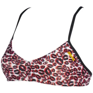WOMEN'S BANDEAU LIVE BIKINI TOP - WHITE MULTI/BLACK