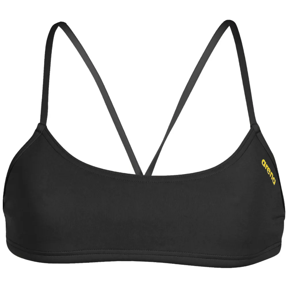 WOMEN'S BANDEAU PLAY BIKINI TOP - BLACK/YELLOW STAR