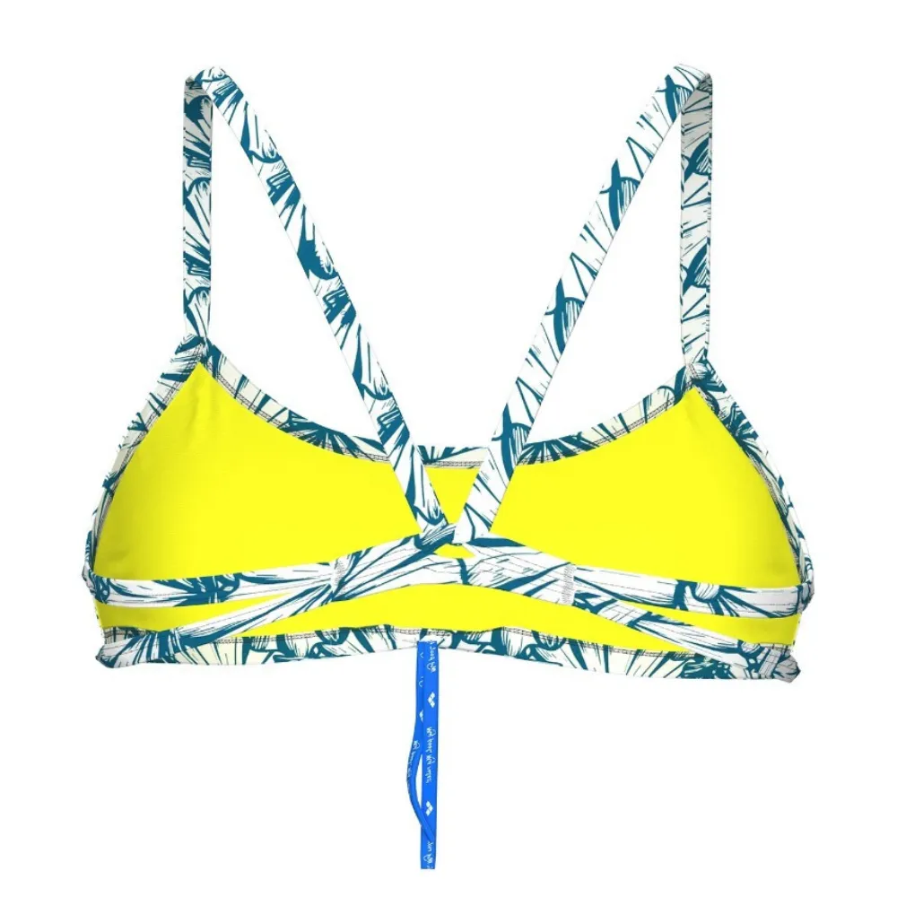 WOMEN'S BANDEAU PLAY BIKINI TOP - WHITE MULTI/YELLOW STAR