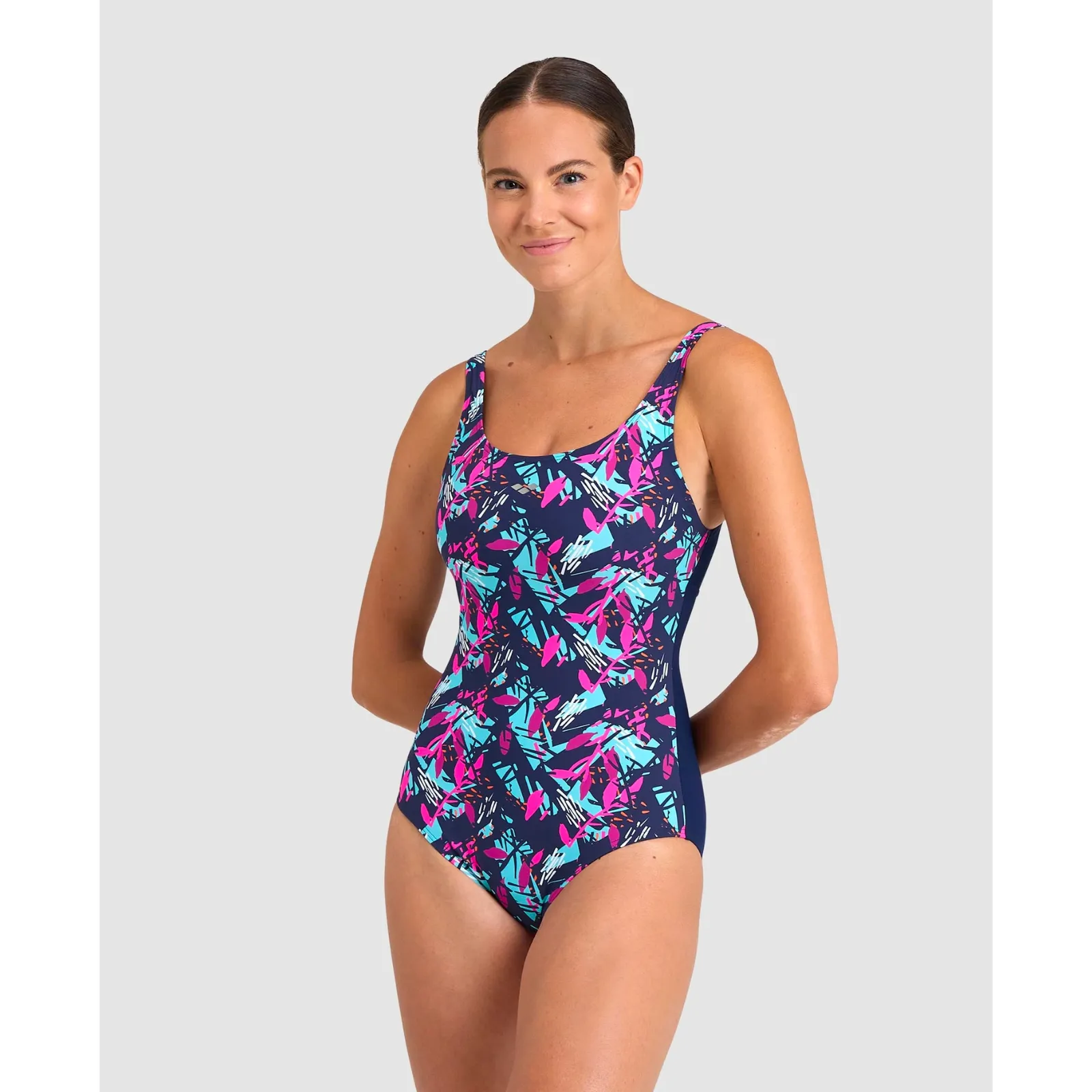 WOMEN'S BODYLIFT SWIMSUIT FRANCY WING BACK C-CUP - NAVY/FREAK ROSE MULTI