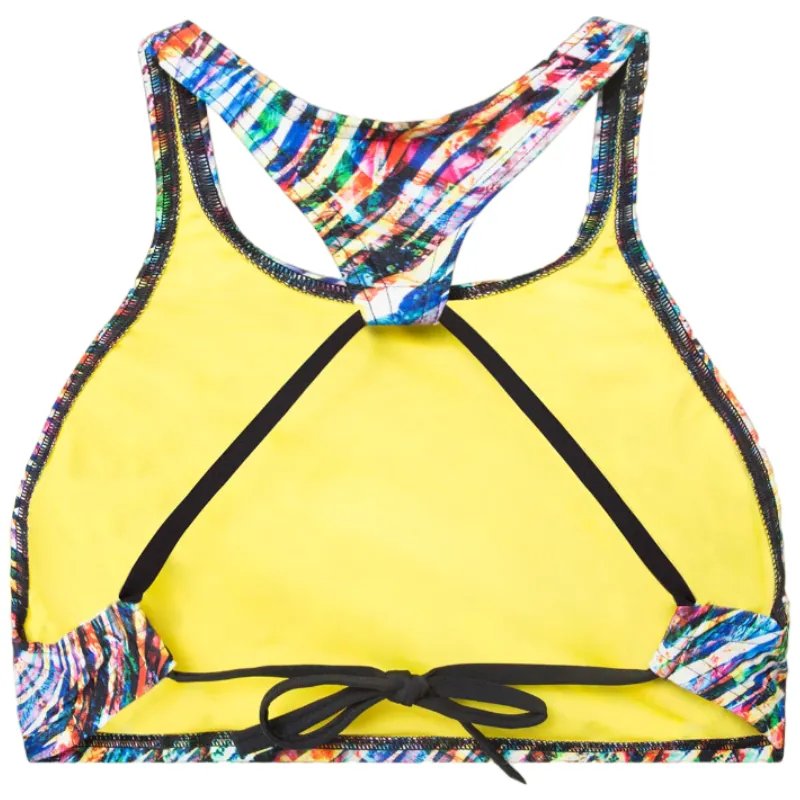 WOMEN'S CROP THINK BIKINI TOP - BLACK MULTI/BLACK