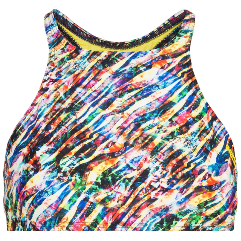WOMEN'S CROP THINK BIKINI TOP - BLACK MULTI/BLACK